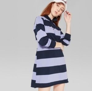 Wild Fable Striped Long Sleeve Rugby Polo Dress 
